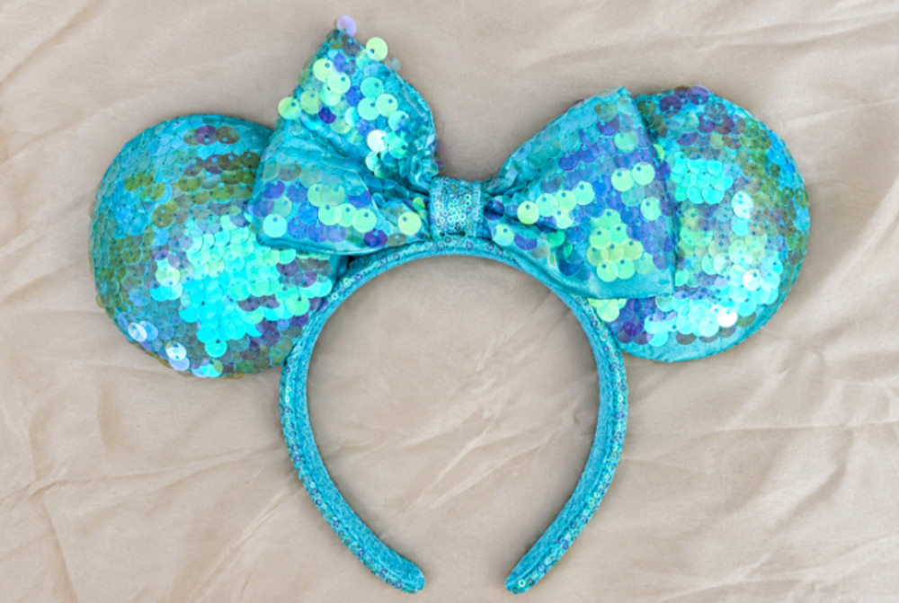 Little Mermaid Ears Ariel Aqua Scales Sequins